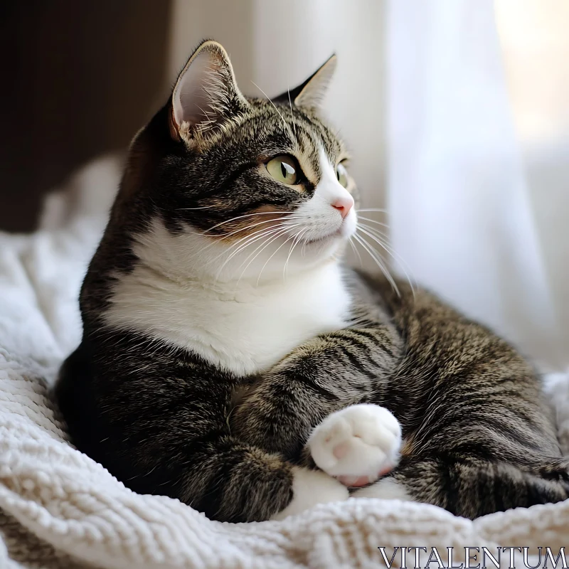 Adorable Tabby Cat by the Window AI Image