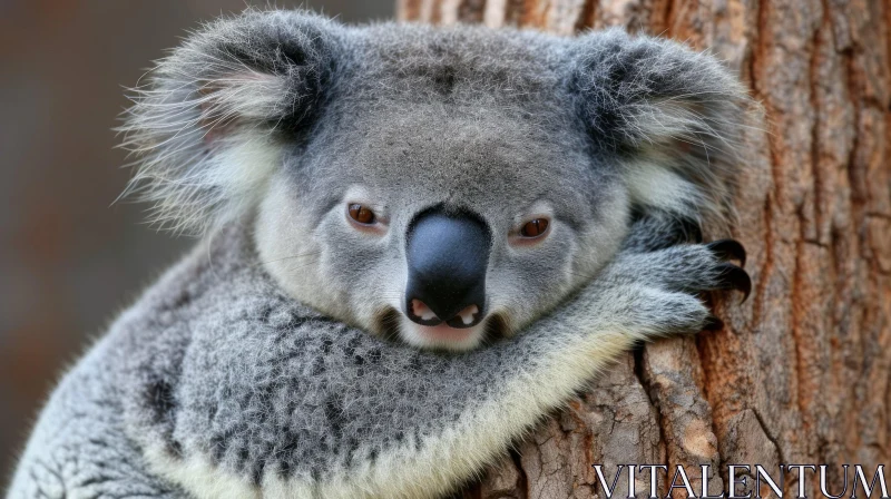 Koala Portrait: Captivating Image of a Tree-Dwelling Marsupial AI Image