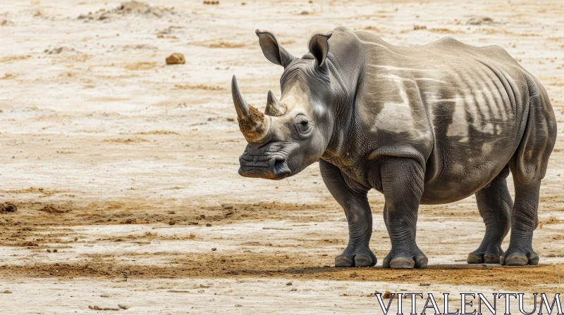 Majestic Rhinoceros in Arid Landscape | Captivating Wildlife Photography AI Image