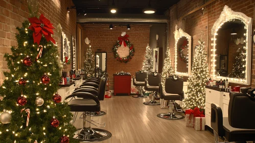 Holiday-Themed Hair Salon Interior