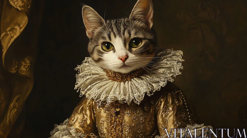 Regal Feline in Renaissance Attire AI Image