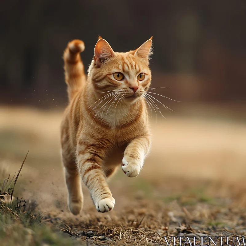 Running Ginger Cat AI Image