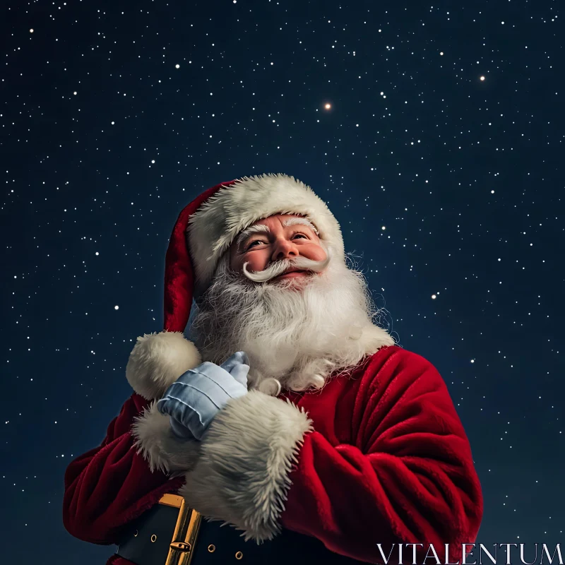 Festive Santa Claus under the Stars AI Image