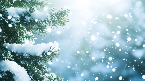 Winter Wonderland: Snow-Laden Pine Branches