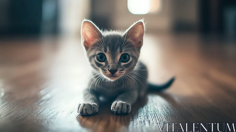 Cute Kitten Indoor Close-Up AI Image