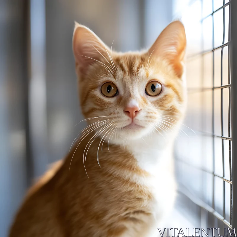 Cute Ginger Kitten Staring Intently AI Image