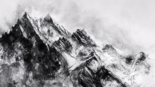 Black and White Mountain Sketch