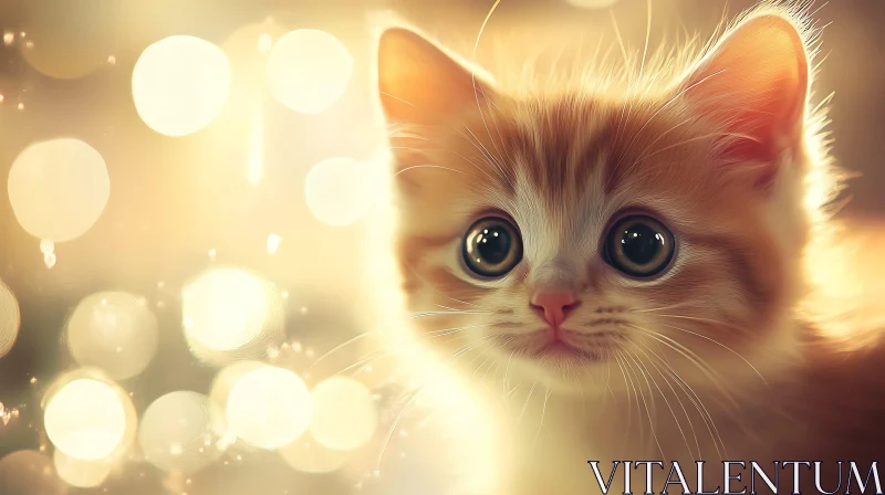 Charming Orange Kitten with Dreamy Bokeh Background AI Image