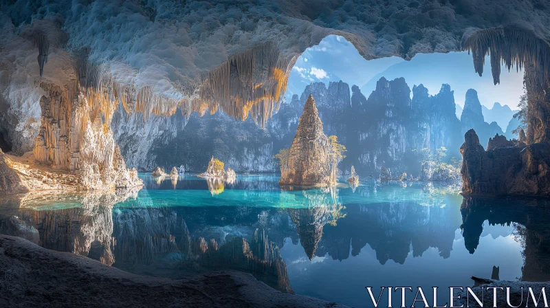 AI ART Stunning Natural Wonderland of Stalactites and Reflective Waters