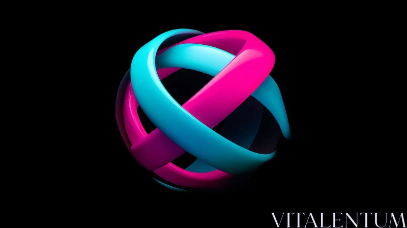 Blue and Pink Torus Knot 3D Illustration AI Image