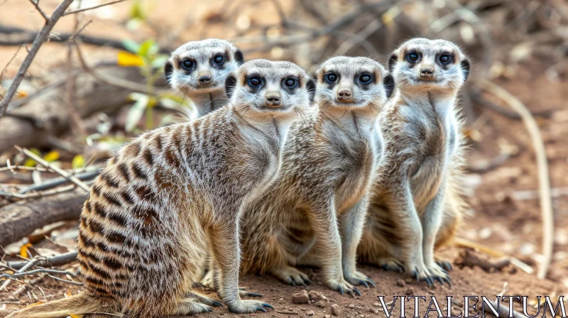 Captivating Encounter with Four Curious Meerkats AI Image