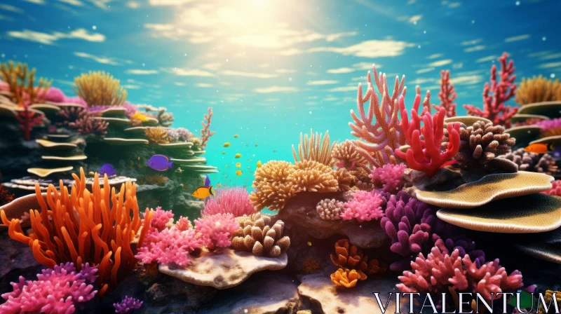 Colorful Underwater Scene with Corals - Photorealistic Renderings AI Image