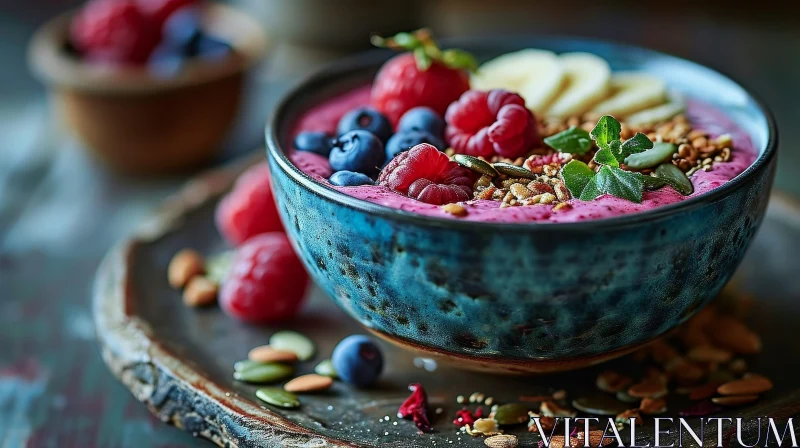 Delicious Acai Berry Smoothie with Fresh Berries and Granola AI Image