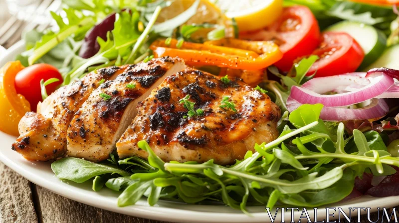 AI ART Delicious Grilled Chicken Breast Salad - Exquisite Food Photography
