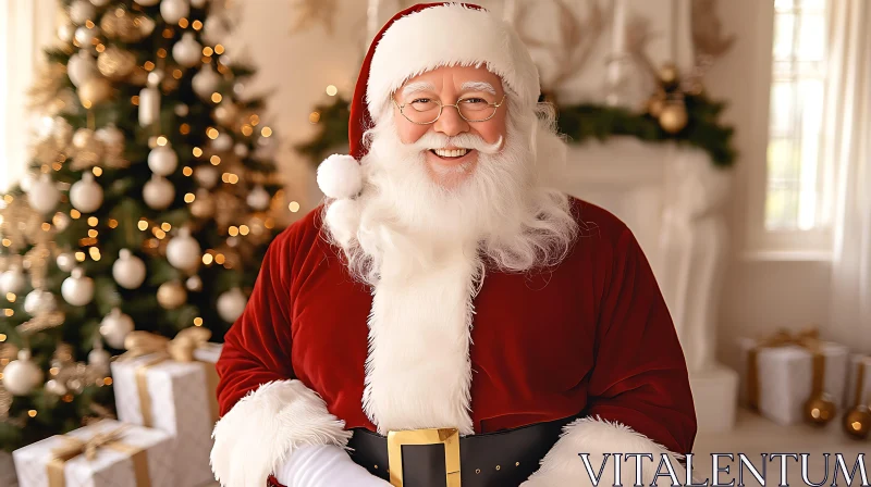 Santa Claus in Festive Holiday Setting AI Image