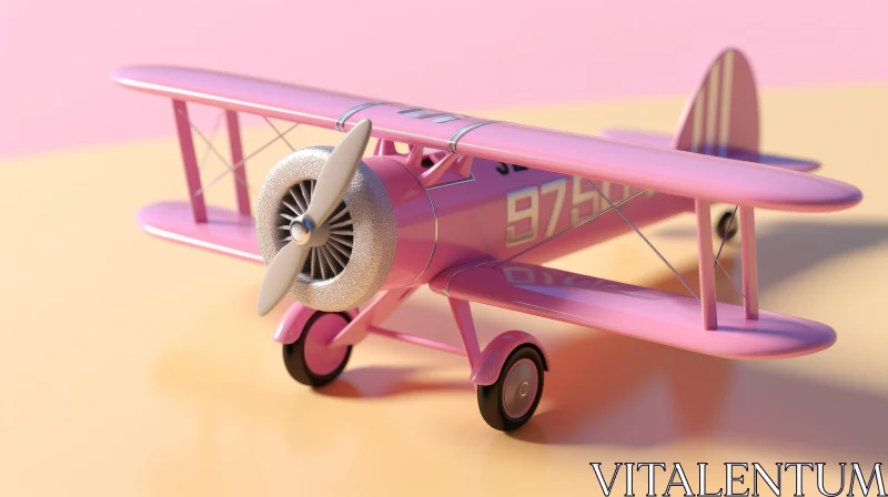 Pink Toy Airplane 3D Rendering Illustration AI Image