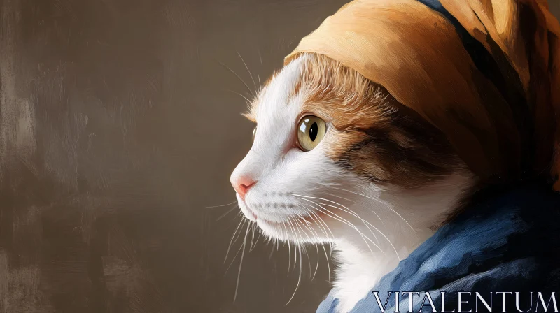 AI ART Cat in Golden Headscarf - Artistic Portrait