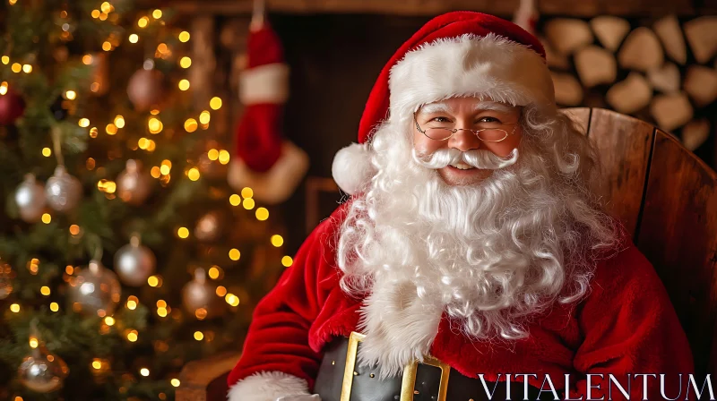 Joyful Santa Claus in Holiday Decor AI Image