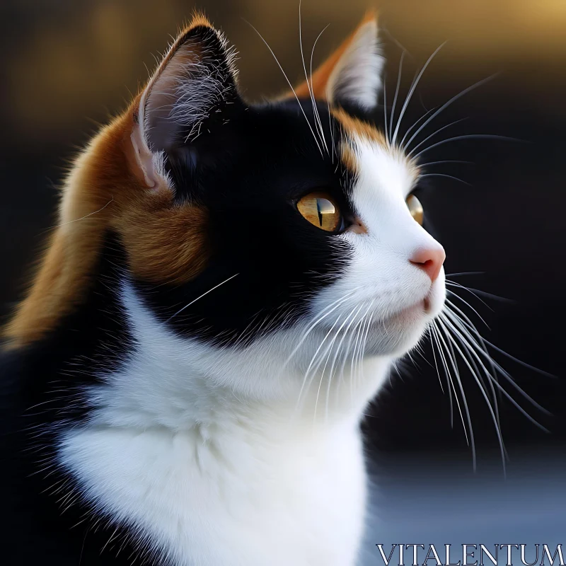 Calico Cat with Mesmerizing Golden Eyes AI Image