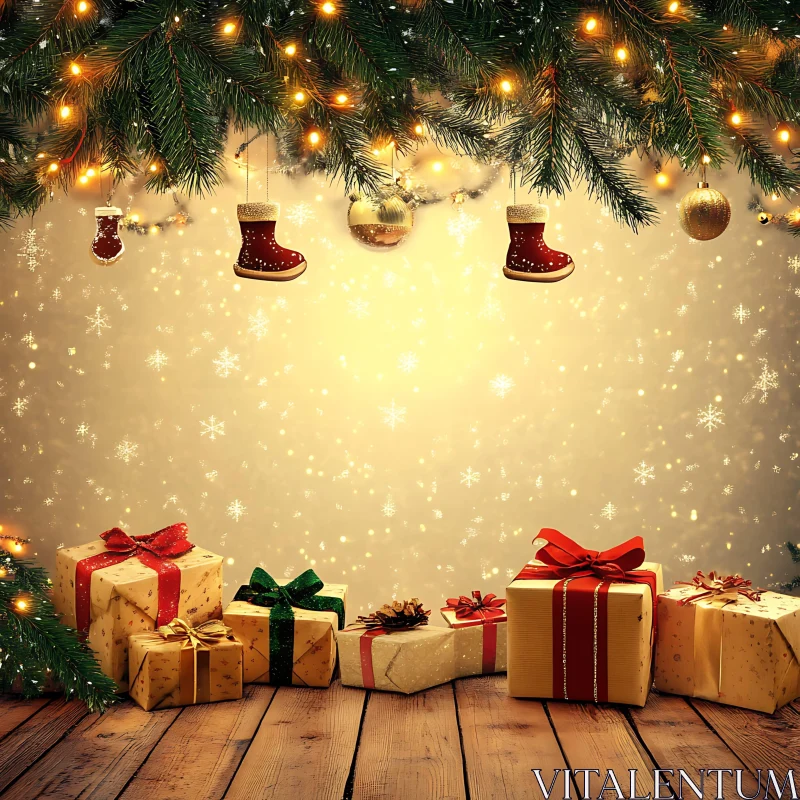 Warm Christmas Celebration Ambiance AI Image