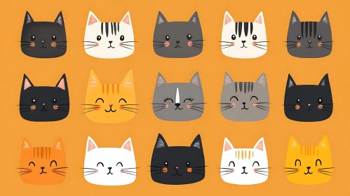 Colorful Cat Faces Artwork