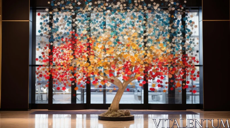 Captivating Paper Petal Tree in Lobby | Traditional Chinese Style AI Image