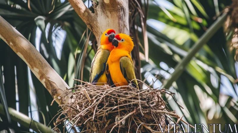 Colorful Parrots in a Nest | Nature Photography AI Image