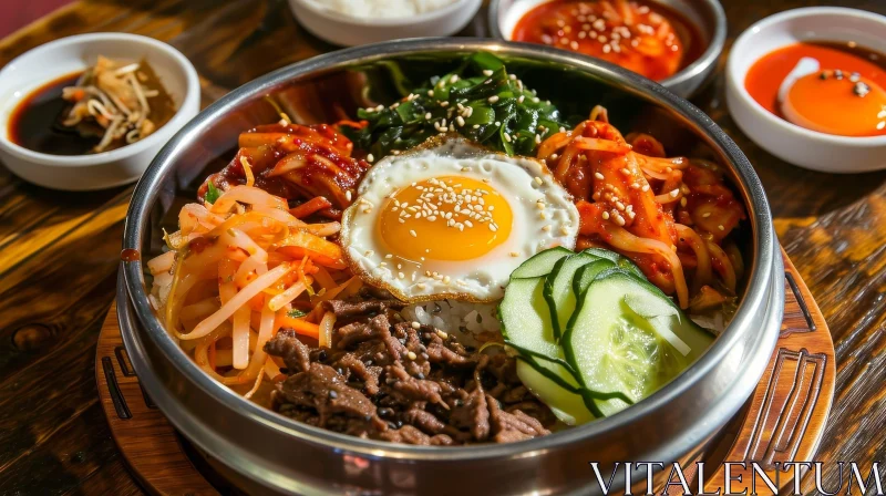 Delicious Bibimbap: A Scrumptious Korean Rice Dish AI Image