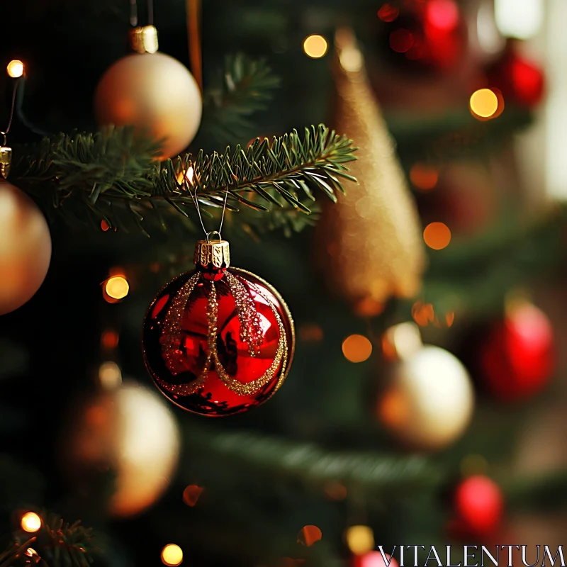 Festive Christmas Tree Decorations AI Image