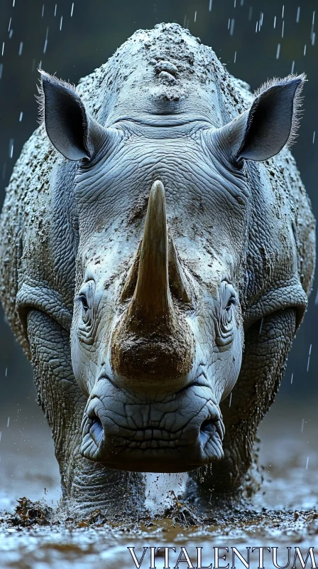 AI ART Rhinoceros in Rain