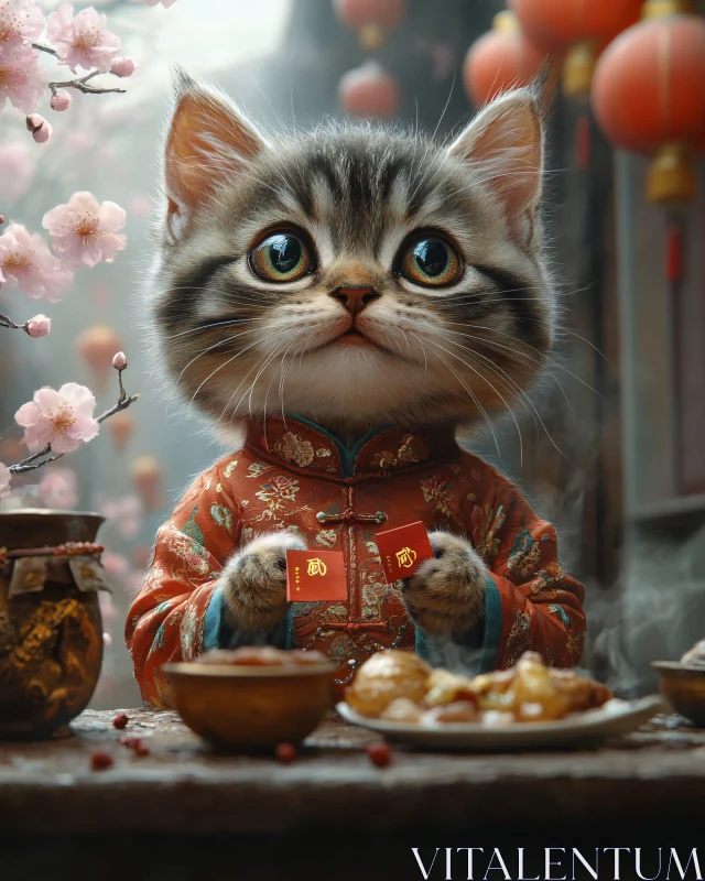 AI ART Festive Kitten Celebrating Chinese New Year