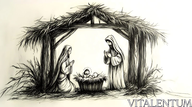 AI ART Holy Nativity Scene Illustration