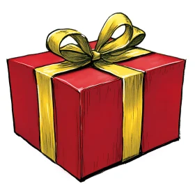 Festive Red Gift Box with Shiny Yellow Bow