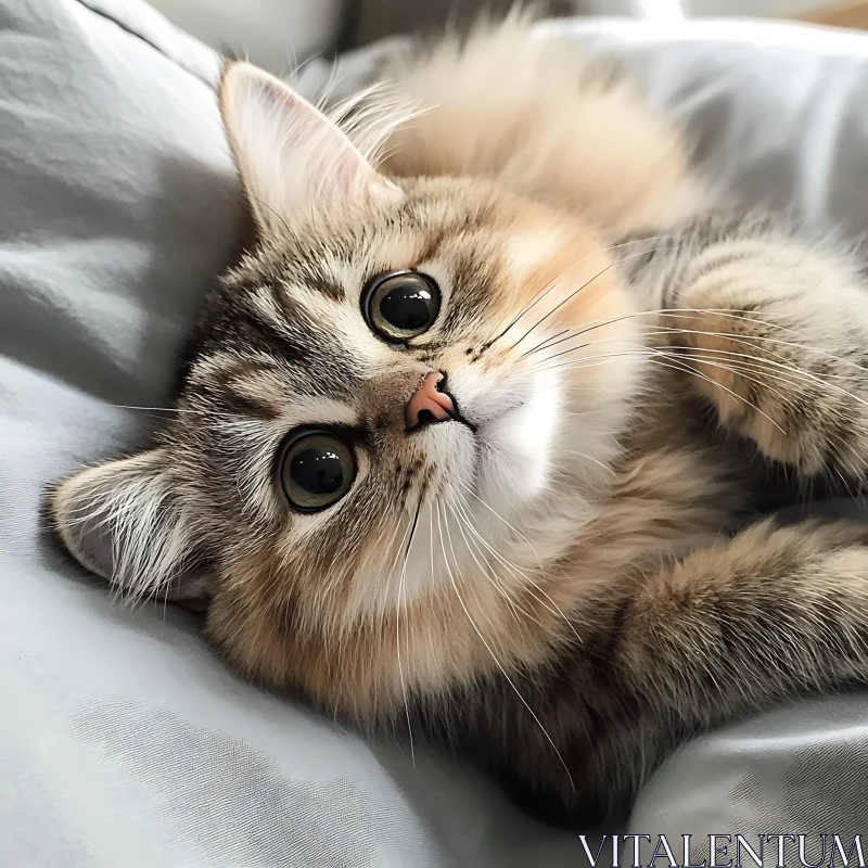 Cute Fluffy Kitten Portrait AI Image