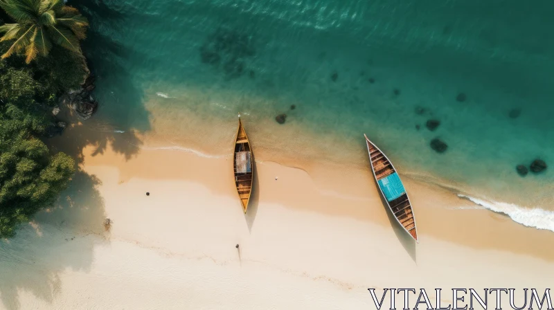 Aerial Photography of Wooden Canoes on Sandy Beach - Capturing the Essence of Indigenous Culture AI Image