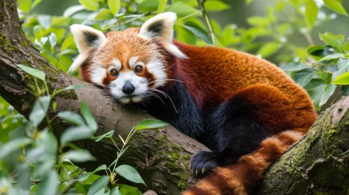 Captivating Image of a Red Panda Resting on a Tree Branch