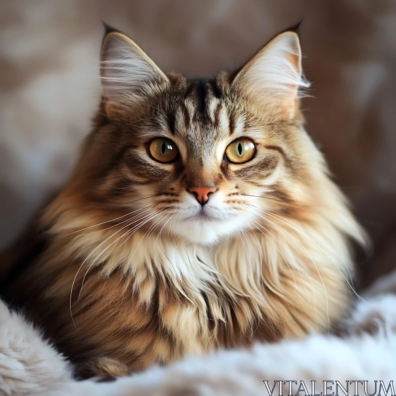 Regal Feline Portrait with Beautiful Fur and Golden Eyes AI Image