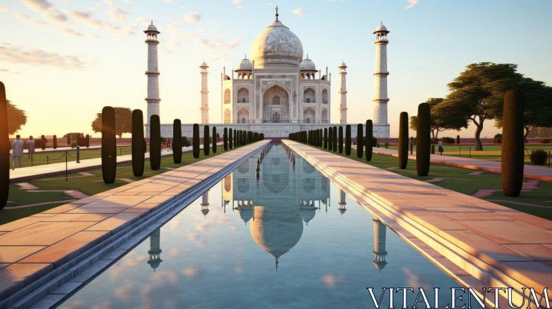 Taj Mahal Reflection - Serene Atmospheric Perspective 3D Render AI Image