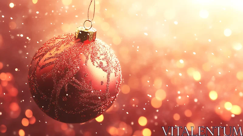 Festive Red Christmas Decoration with Bokeh Background AI Image