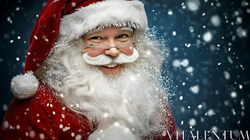 Jolly Santa Claus in Snow AI Image