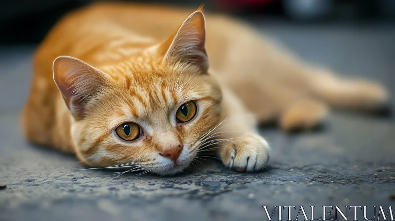 AI ART Amber-Eyed Ginger Tabby Cat Resting