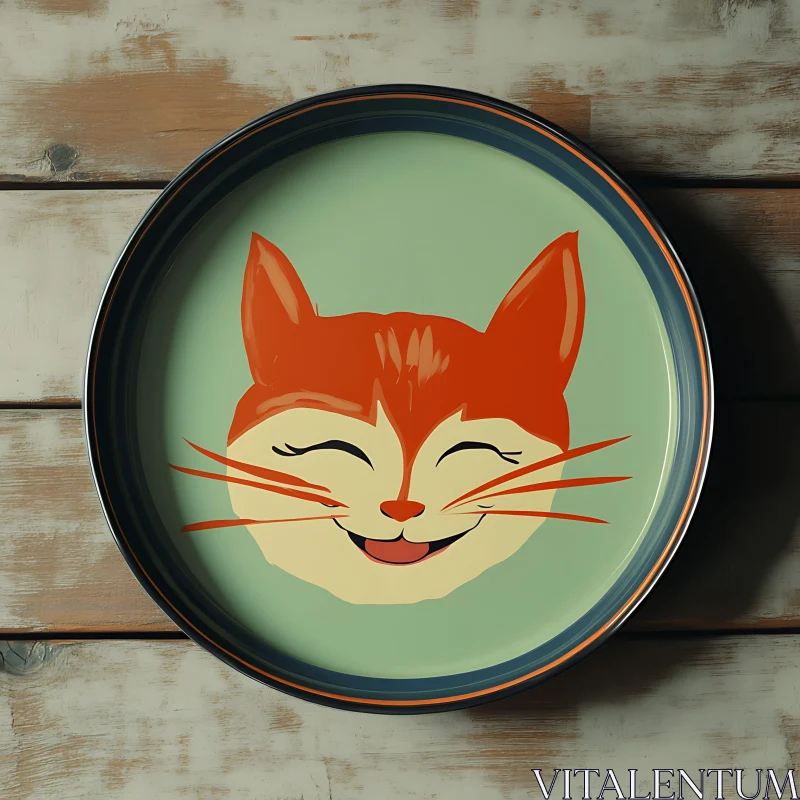 Happy Cat Plate Design AI Image