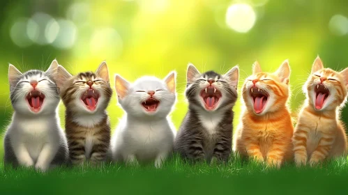 Cute Kittens in Green Grass