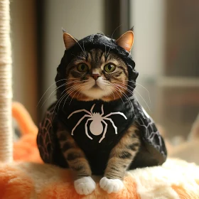 Cute Kitty in Festive Spider Outfit