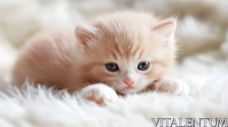 Cute Fluffy Kitten with Blue Eyes AI Image