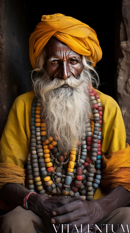Ancient Man in Meditation - Serene Portrait AI Image