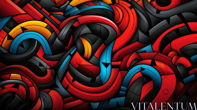 Colorful Abstract Graffiti Pattern - Dynamic Shapes and Colors AI Image