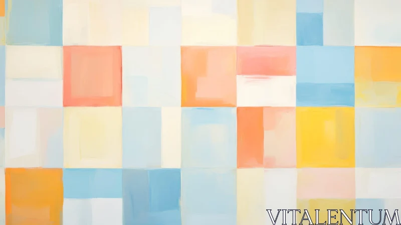 Colorful Abstract Painting with Pastel Squares AI Image
