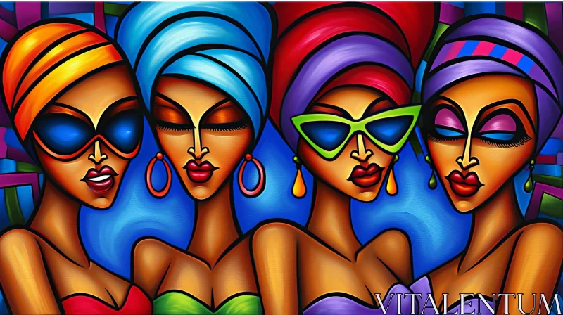 Colorful African Women Painting - Expressive Artwork AI Image