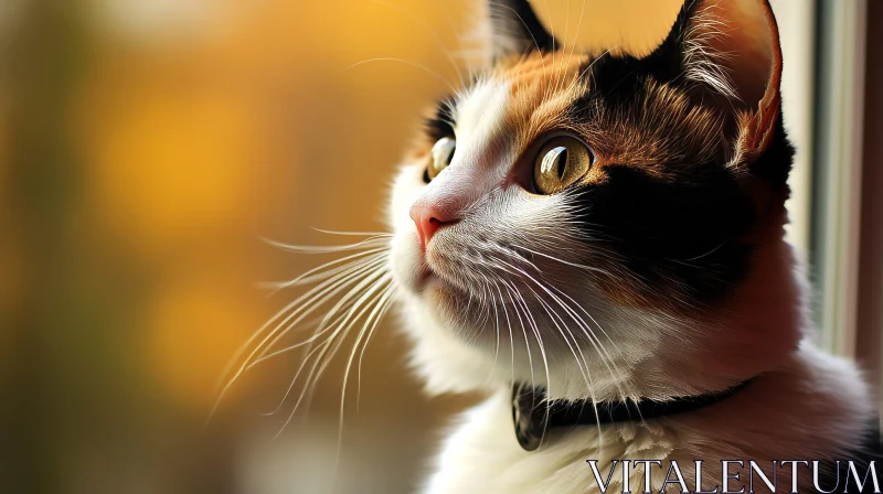 Curious Calico Cat by the Window AI Image
